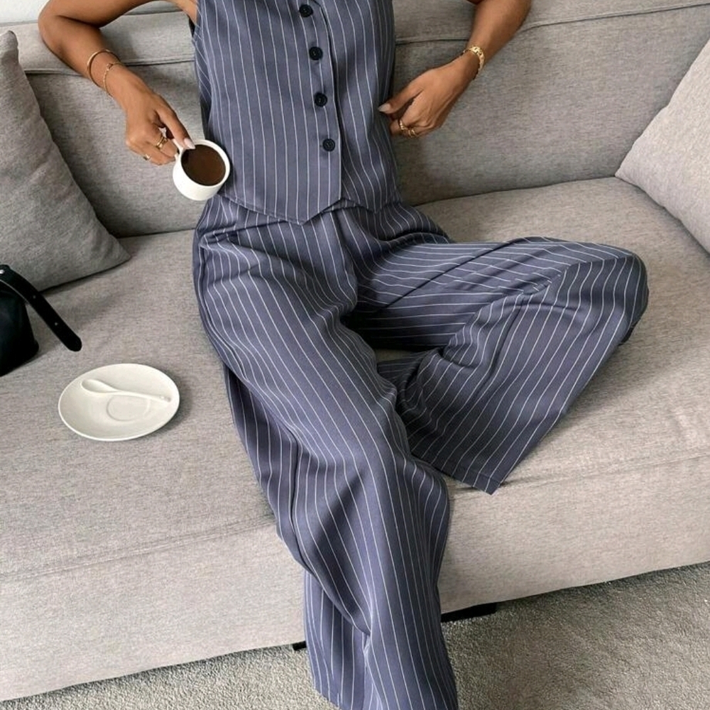 Striped Gray Jumpsuit